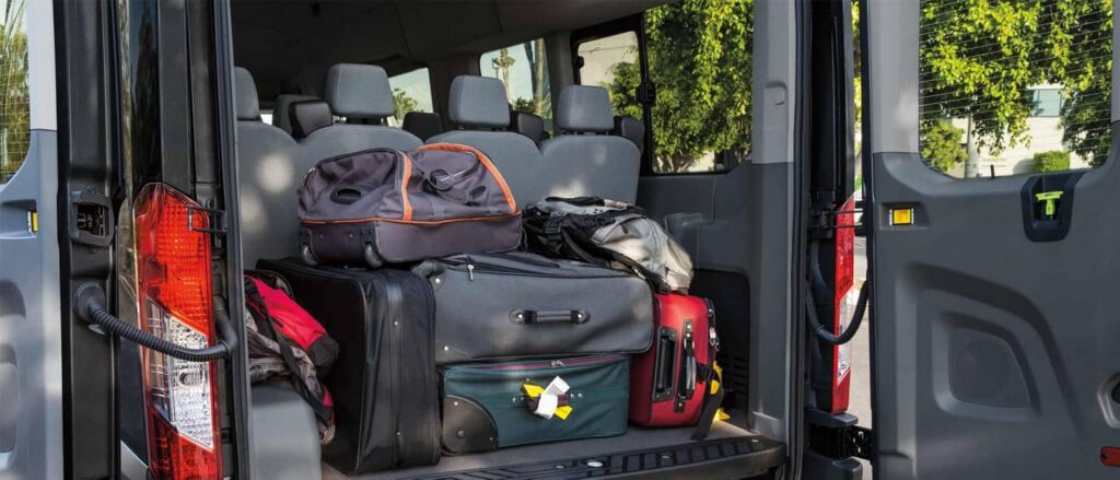 Executive passenger van interior for airport group transportation