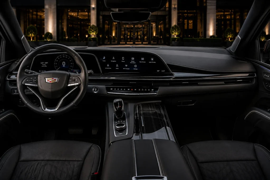 Cadillac Escalade chauffeur service luxury SUV interior
