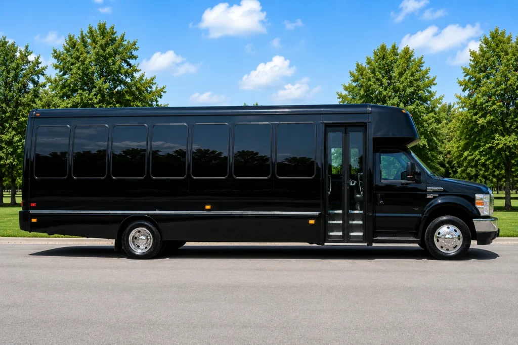 executive black party bus chauffeur transportation Empire Limousine