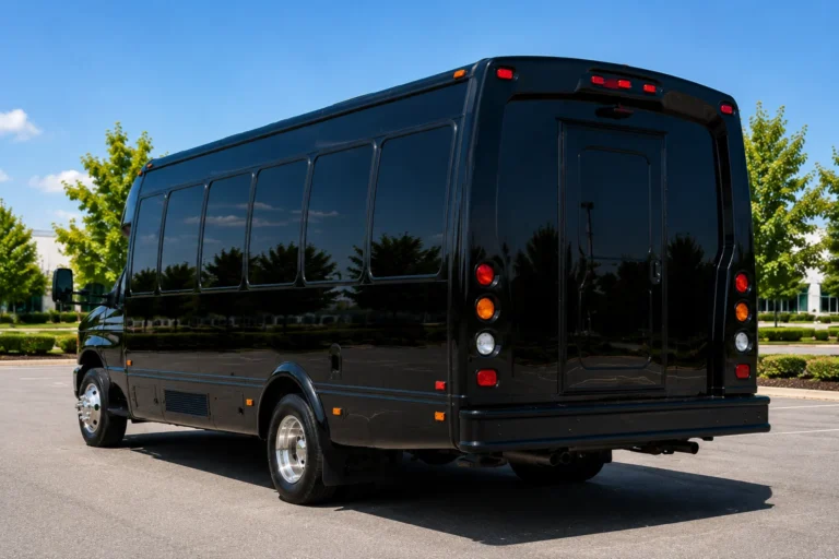Luxury Mini Coach Rear Exterior Chauffeur Transportation Bus