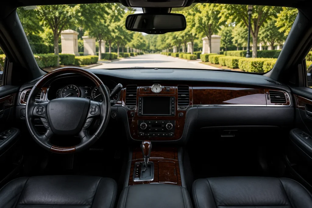 luxury stretch limousine dashboard executive interior controls