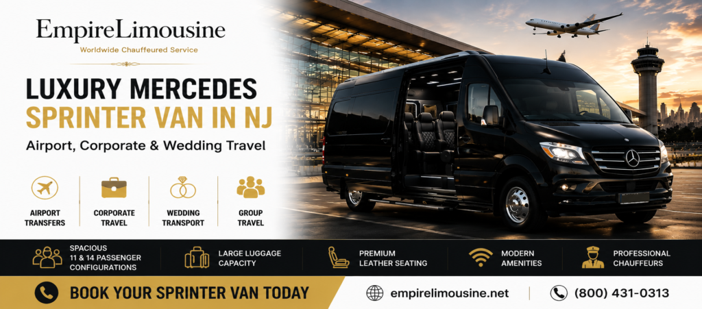 Luxury Mercedes Sprinter Van in NJ: 7 Best Uses for Airport, Corporate & Wedding Travel