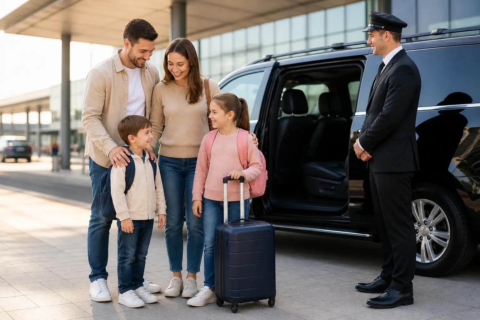 Family car service with car seats NJ luxury SUV airport transportation