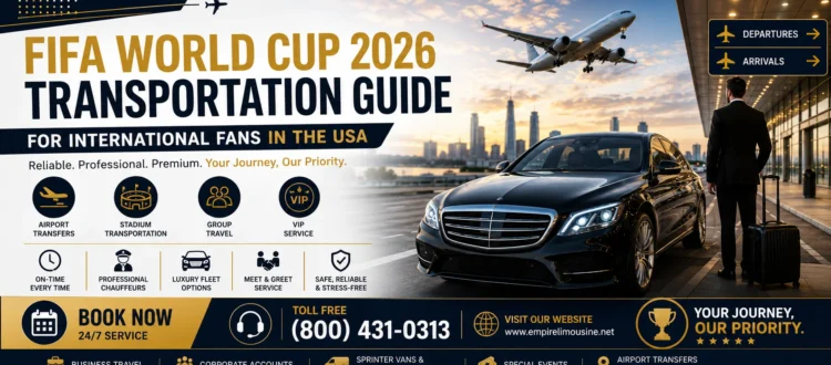 FIFA World Cup 2026 transportation guide for international fans in the USA with luxury airport limo service, chauffeur transfer and black car.