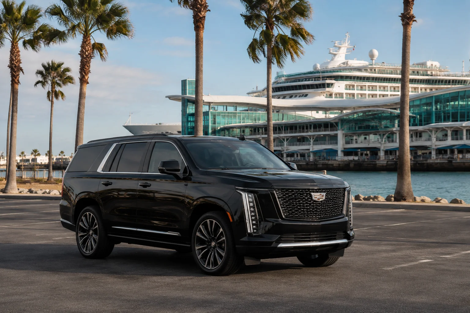 Long Beach Cruise Terminal car service luxury SUV outside Long Beach Cruise Terminal