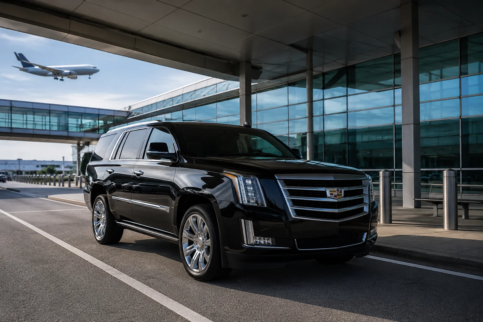 Black luxury SUV for Minneapolis Airport limo service at MSP Airport