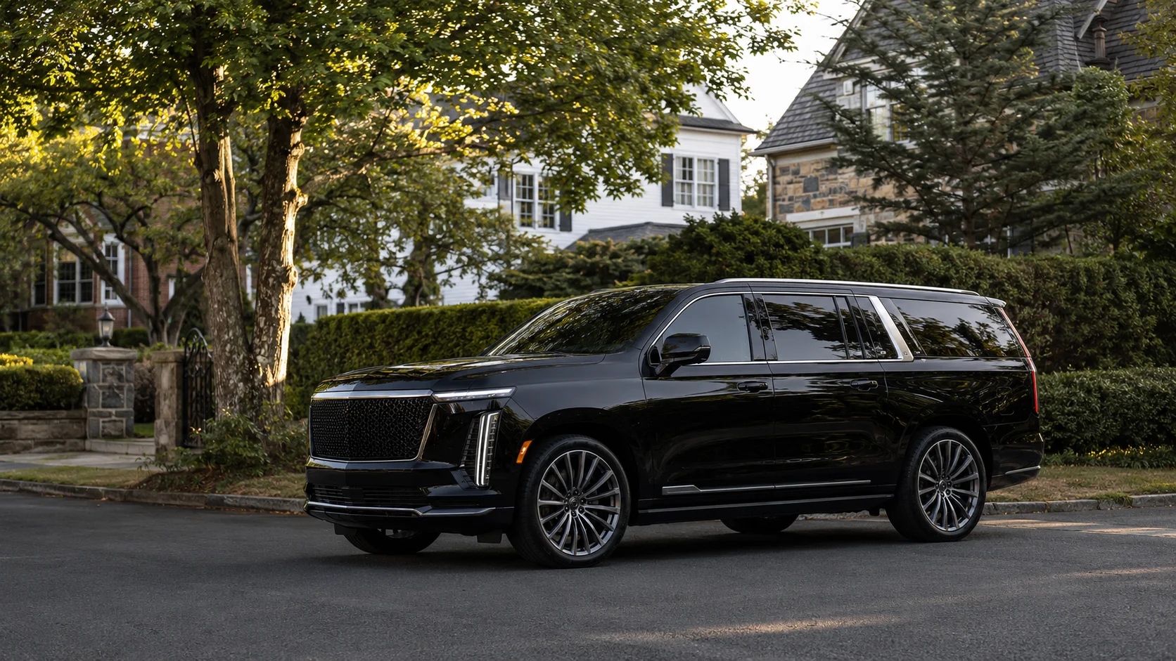 Black luxury sedan providing chauffeur service in Summit, New Jersey
