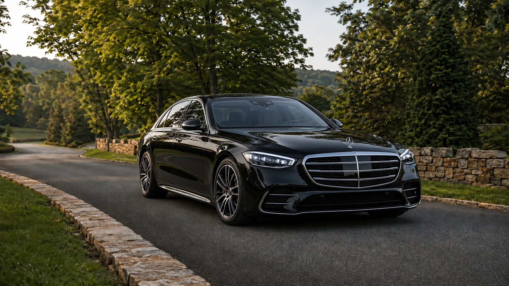 Black luxury sedan providing limo and car service in Harding Township NJ