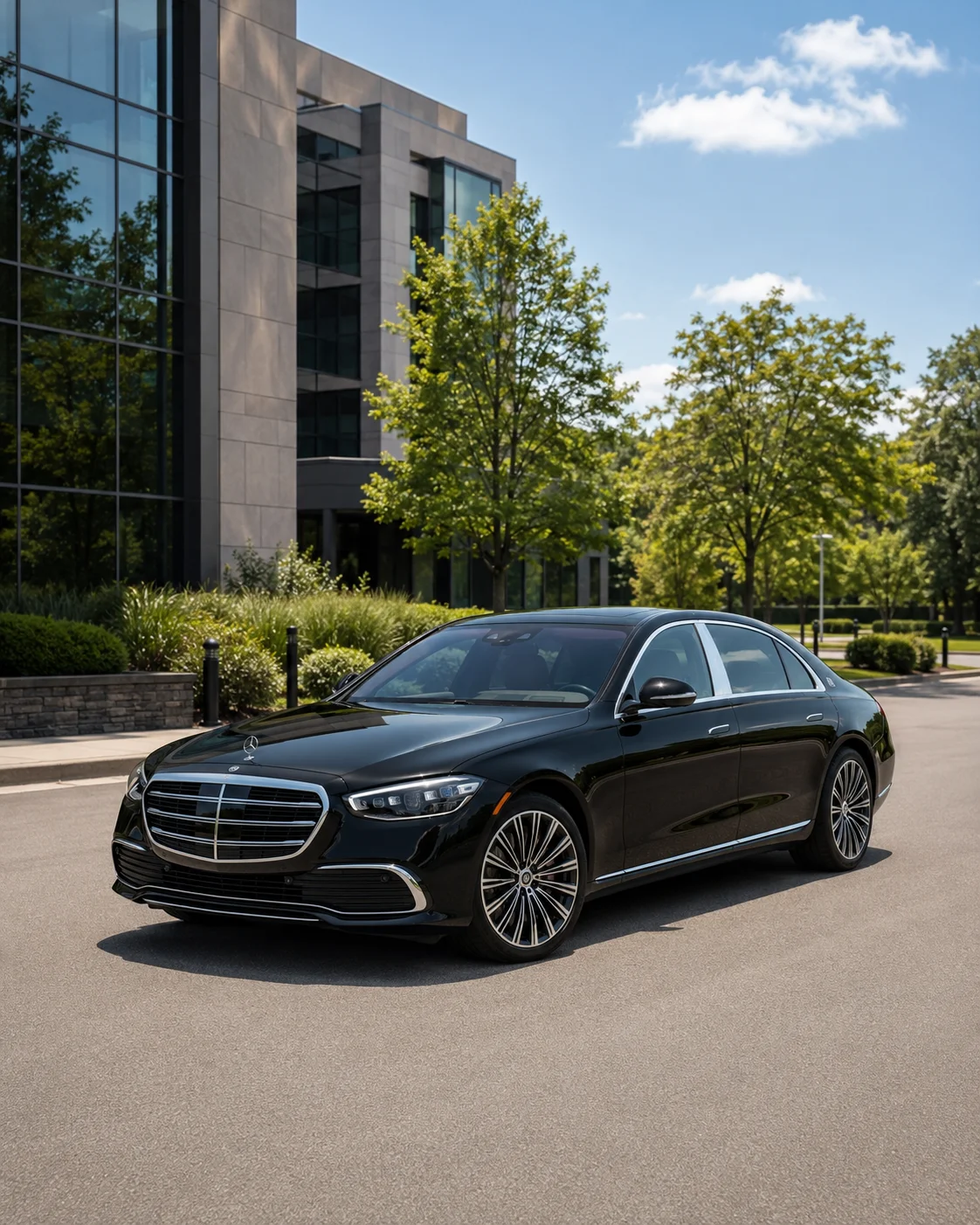 Black luxury sedan providing chauffeured car service in Mahwah New Jersey