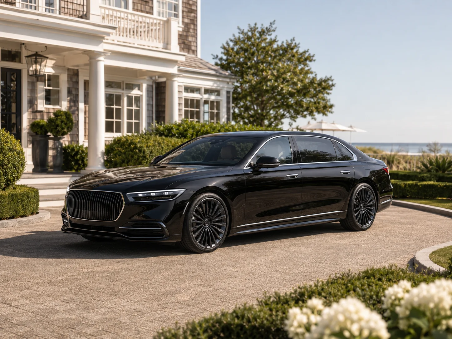 Black luxury sedan for Westhampton Beach limo service